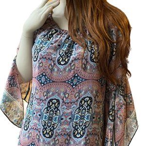 Boho Tunic/Top Size Medium - New Directions - Rose and Navy